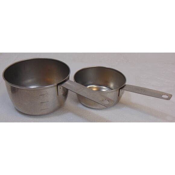 6 Piece Baking Measuring Set Aluminum Stainless Foley Cups Graduated 4 Spoon VTG - Picture 6 of 9